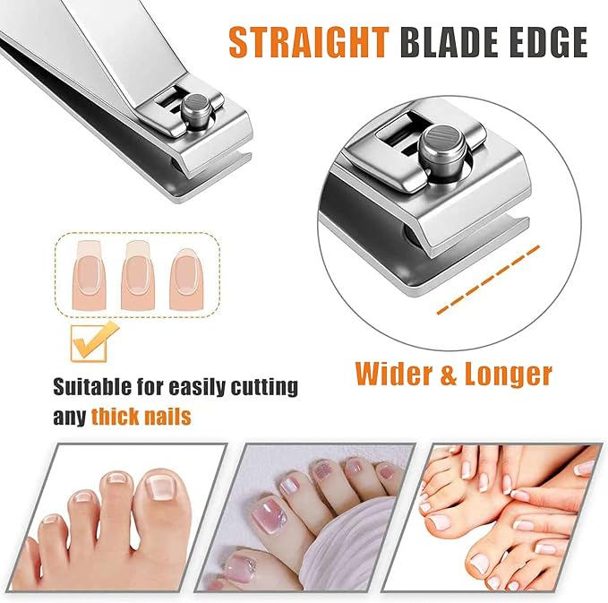 6-Pack Toenail Clippers, Straight Edge Large Nail Clippers Bulk Set for Men Women Seniors, 3.15 inch Long Handled for Thick Toenails, Big Stainless Steel Toe Nail Clipper with Anti-Slip Grip