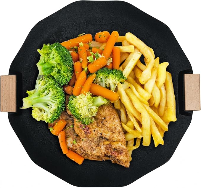 Outdoor Camping Card Stove Barbecue Pan Smokeless and Non Stick Barbecue Pan Electromagnetic Stove Gas Stove Dual Purpose Barbecue Pan (Black)