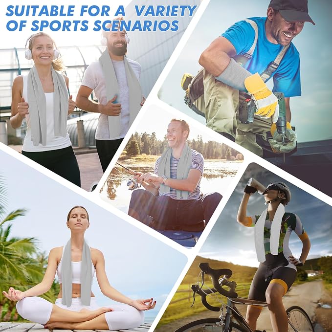 CSITE 6 Pack Cooling Towels (47"x12") for Neck and Face, Ice Towel for Hot Weather, Soft Breathable Chilly Gym Towels, Microfiber Towel for Work Out, Yoga, Running, Camping & More Activities