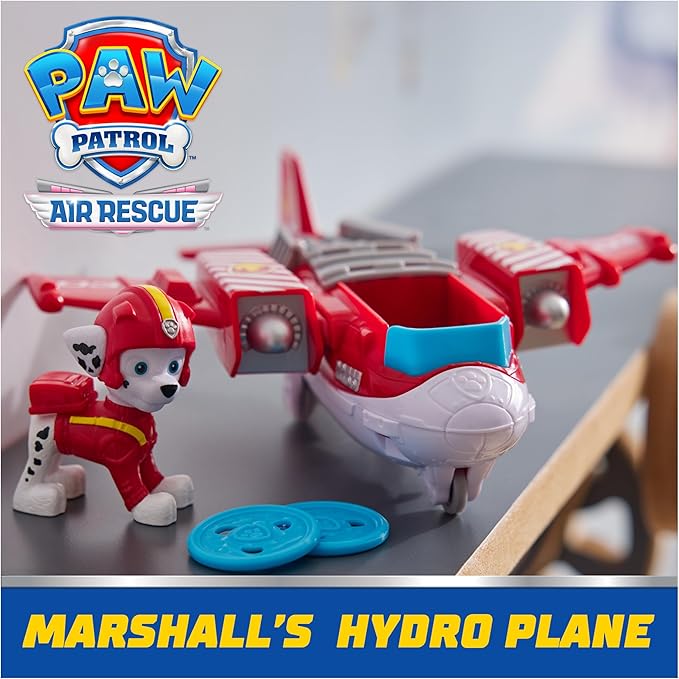 Paw Patrol: Air Rescue Marshall Action Figure & Hero Hydro Airplane Toy with Projectile Launcher & 2 Projectiles, Kids Toys for Boys & Girls Ages 3+