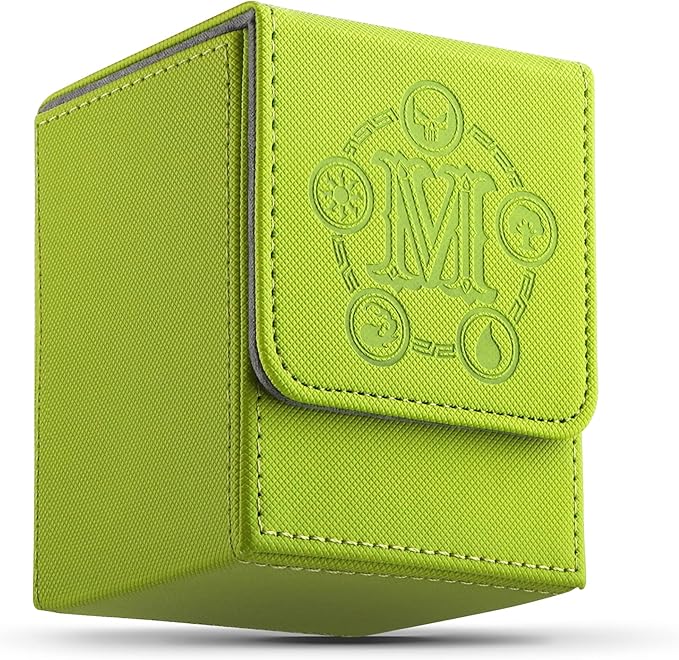Card Deck Box for MTG Card Storage Box Holds 100 Plus Single Sleeved Cards, Microfiber Lining and Leather Card Box Compatible with Trading Card Games TCG, Yugioh Cards, etc. (Green)