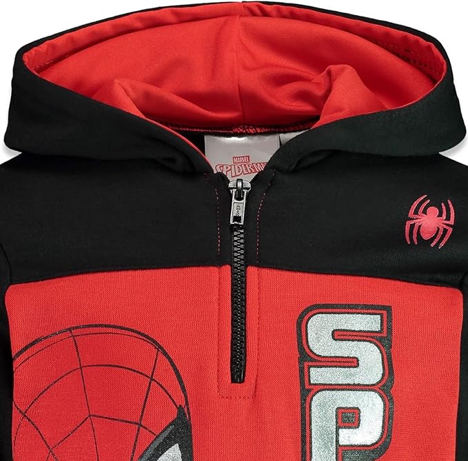 Marvel Avengers Spider-Man Fleece Half Zip Hoodie Toddler to Big Kid Sizes (2T - 18-20)