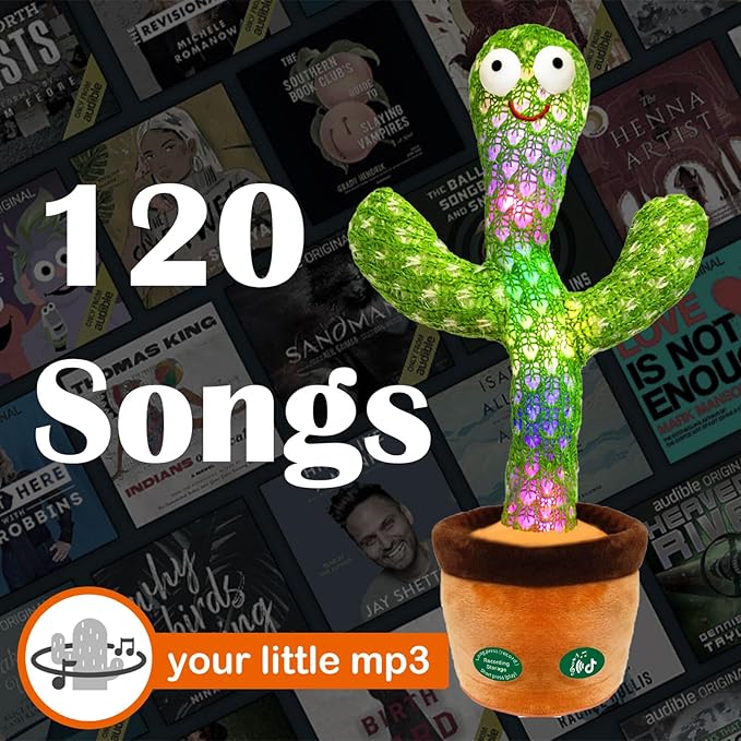 [Update Volume Adjustable] Talking Cactus Toy Mimics Back, Gift Package Repeat Talking Plush Toys - Sing+Repeat+Dancing+Recording+Rainbow Led Cactus Toy(15 Second Recording)