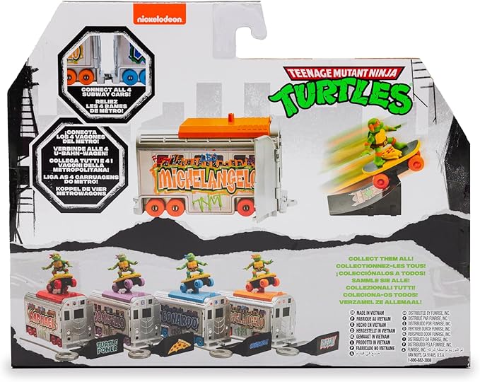 Teenage Mutant Ninja Turtles 5" Switch Kick Subway Launcher Michelangelo Ages 3+ Shredding Action Figure
