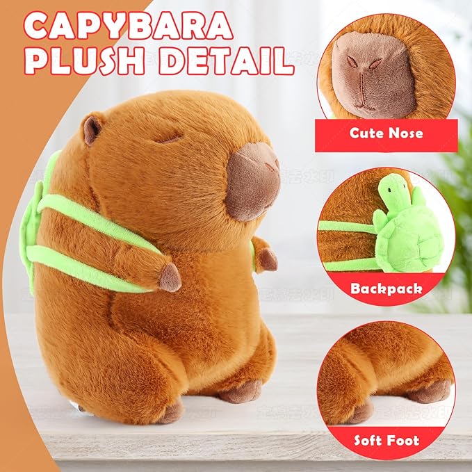 Cute Capybara Plush Toy 13.8 inch, Soft Capybara Stuffed Animal Plushies Pillow Birthday Gift for Kids