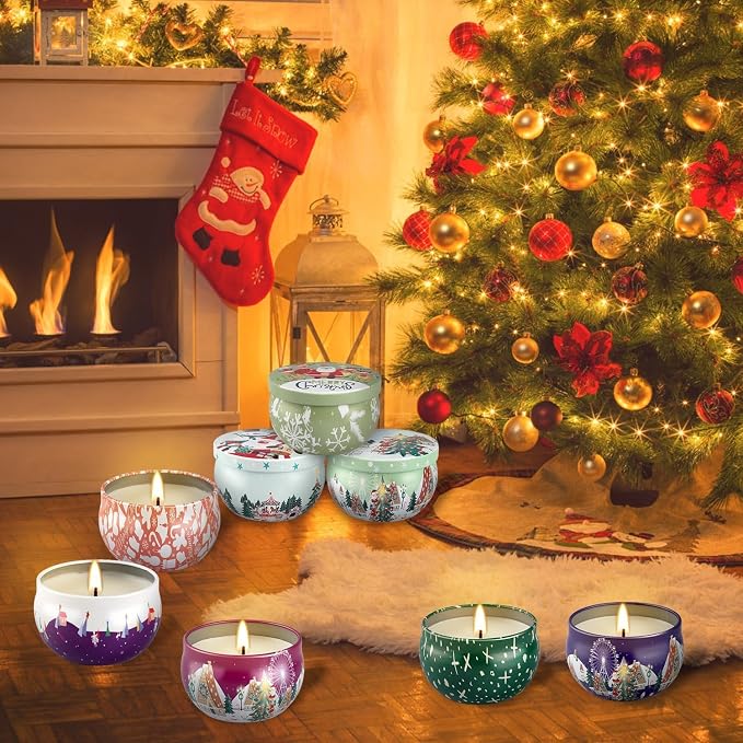 WPONSZU 24 Pack Christmas Scented Candles Gift Set for Woman, Jar Candle, 2.5 oz Soy Wax Tin Candle-Ideal Gift for Travel Home Décor