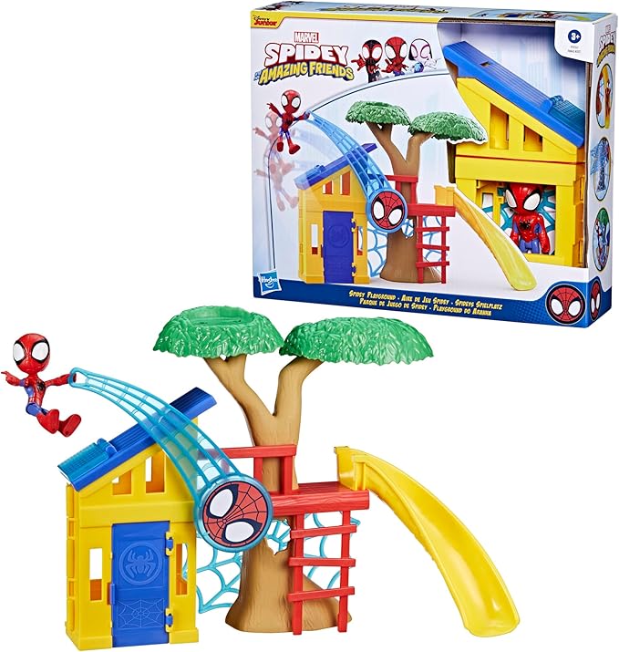 Spidey and his Amazing Friends Spidey Playground Playset, Includes 4-Inch Action Figure, Marvel Super Hero Toys for Kids 3 and Up