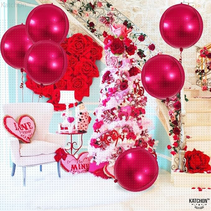 KatchOn, Large Pink Round Foil Balloons Set - 22 Inch, Pack of 6 | Metallic Hot Pink Balloon for pink Theme Birthday Decorations | Metallic Balloons | Mylar Balloon for Wedding Decoration
