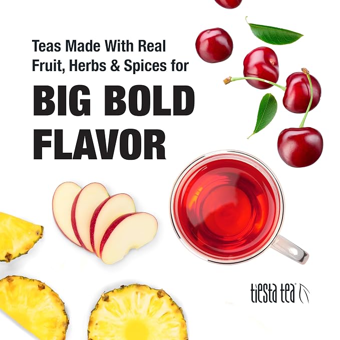 Tiesta Tea - Cherry Punch, Loose Leaf, Sweet Cherry Herbal Drink, Premium Blend, Non-Caffeinated Fruit Tea, Makes Hot or Iced & Up to 50 Cups, 4oz Refillable Tin
