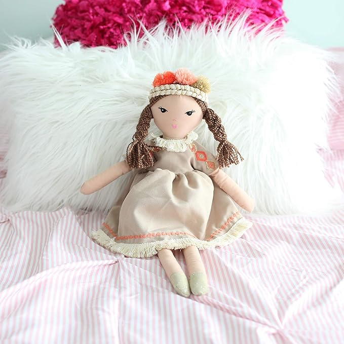 MON AMI Ruthie The Bohemian Princess Doll 18 “, Plush Tribal Doll for Kids of All Ages, Latte Color, Use as Toy or Room Decor, Great Gift for Christmas