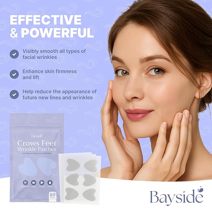 Crows Feet & Anti Aging Forehead Wrinkle Patches with Retinol, Niacinamide & Collagen | Anti Wrinkle Face Tape for Eleven Lines, Smile Lines & Eye Wrinkles | Overnight Wrinkle Patches for Women & Men