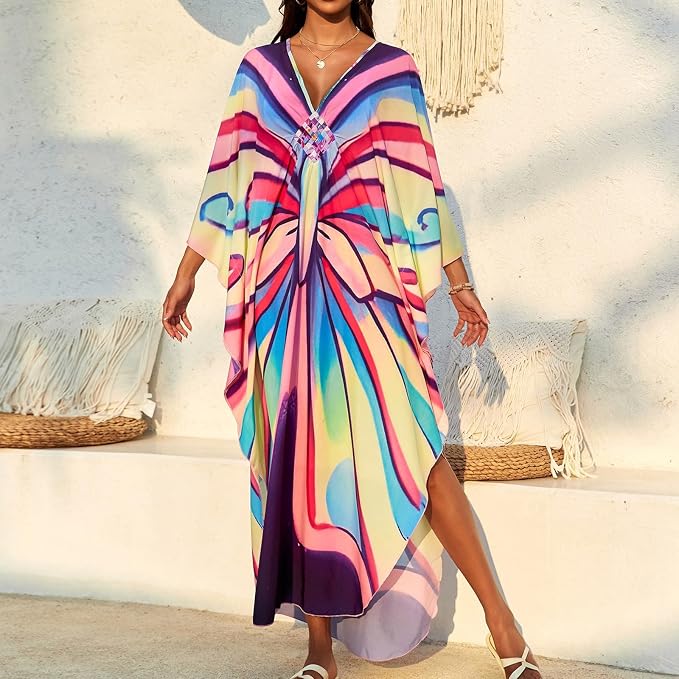 SXMURP Moomoo Dresses for Women, Caftan Dresses for Women Tropical Hawaiian Cotton Cover Ups Bathing Suit Loungewear Swimsuit