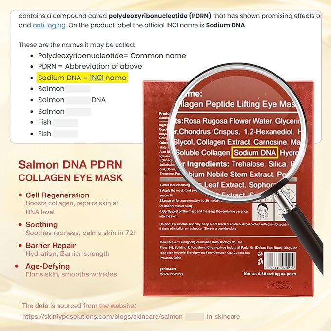 GONIM Under Eye Patches 360° Fit, Eye Mask with Collagen Peptide, Salmon DNA PDRN, Caffeine,Retinol & Niacinamide, PDRN Eye Patches for Puffy Eyes and Dark Circles, Gifts for Women, Hydrating 4 pairs