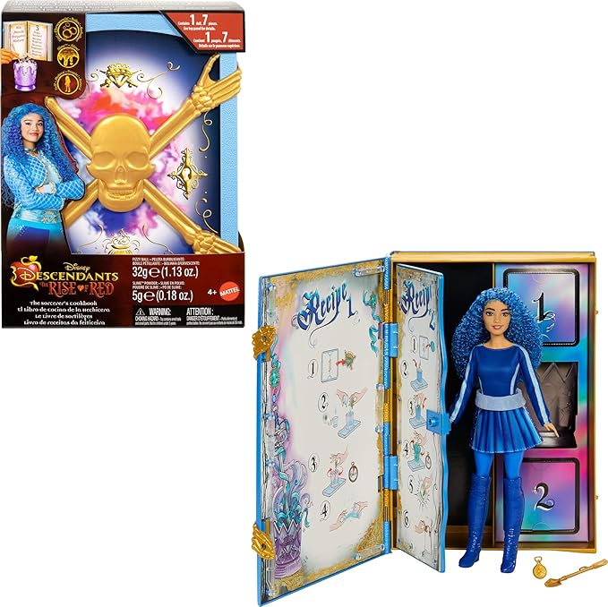 Mattel Disney Descendants: the Rise of Red Princess Chloe Charming, Daughter of Cinderella Doll & Playset, the Sorcerer’s Cookbook, Mix for Surprise