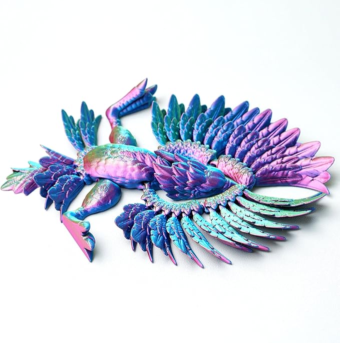 3D Printed Phoenix Model,Flexible Realistic Articulated Animal Fidget Toys,Mystery Figurines Gifts for Easter,Executive Desk Funny Décor and Festival Collectible,Easter Basket Stuffers (RGB)