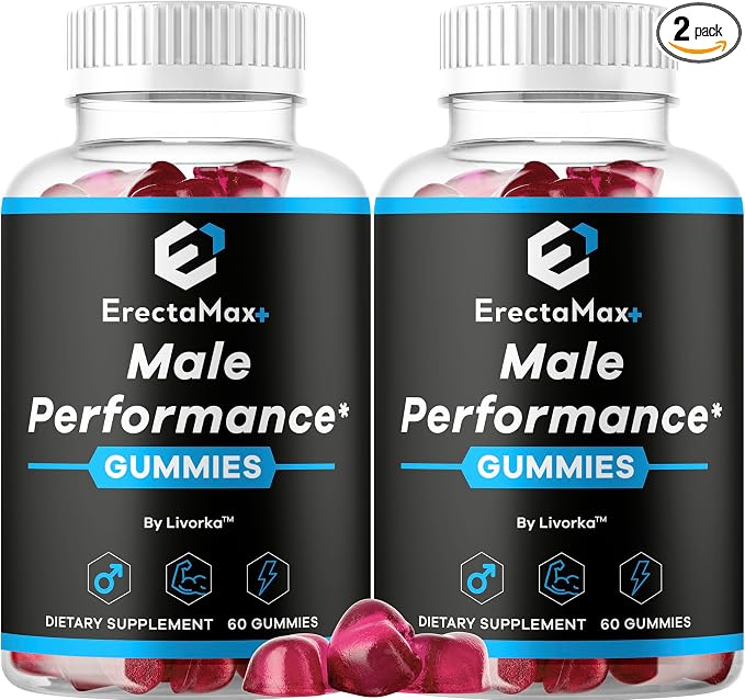 (2 Pack) Erecta Max+ Gummies - Official ErectaMax+ Premium Gummys All Natural Advanced Formula for Health & Wellness, Daily ErectaMaxPlus Supplement Support Vitamins Gomitas, 120 Gummies for 2 Months