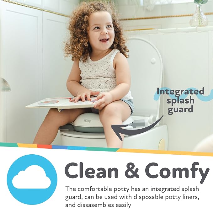 Nuby On-the-Go Portable Potty Seat - Collapsible Travel Toilet Seat for Boys and Girls 18+ Months - Includes Storage Bag and Disposable Liners - Toddler Potty Training Toilet