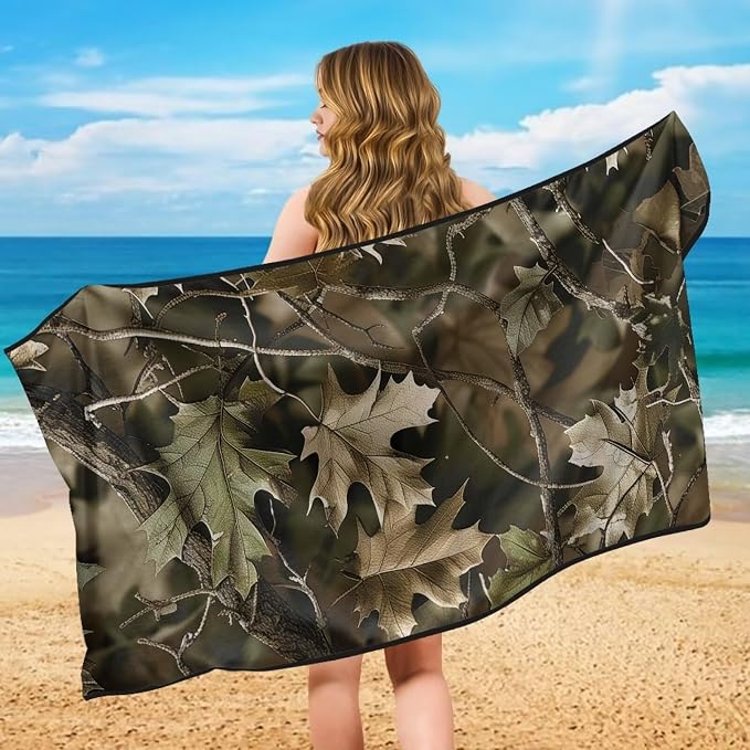 INSTANTARTS Hunting Camo Forest Towel Car Seat Covers Sports Car Towel Mat for Yoga and Travel Car Seat Towel