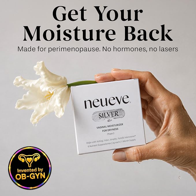 NeuEve Silver Vaginal Moisturizing Inserts for Mature Intimate Skin, All-Natural Intimate Care, Phase 2 | 6 Count | 1-Month Supply