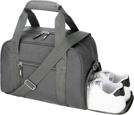 SeaRock 14 inch Small Gym Bag for Men & Women, Mini Duffle Bag with Shoe Compartment, Carry On Duffel Bag for Travel Sports, Dark Grey