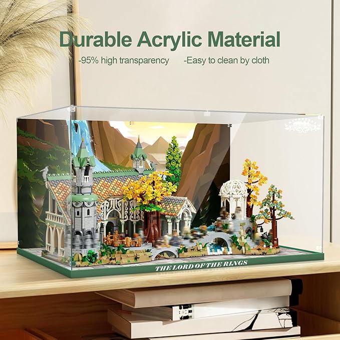 Clear Acrylic Display Case for Lego 10316 The Lord of The Rings: Rivendell – Dust-Proof Protective Showcase Box (Lego Set NOT Included)