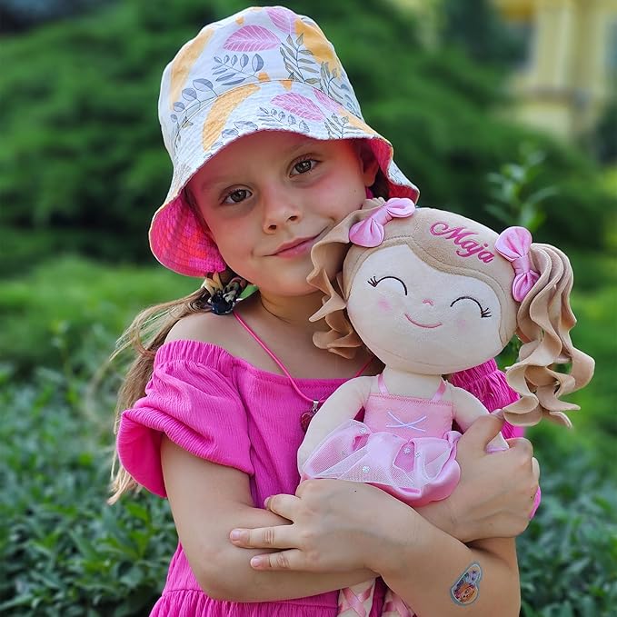 Gloveleya Personalized Ballerina Doll with Custom Name – 13 Inch Pink Plush Baby Girl Gift, Soft Ballet Girl Stuffed Toy for Birthday, Christmas, Baby Shower, Holiday & Keepsake Present