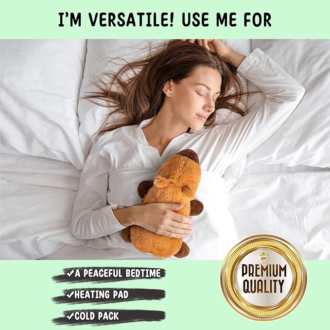 Capybara Microwavable & Weighted Stuffed Animals - 1.5 Lbs Unscented Heating Pad for Period Cramps Pain Relief and Anxiety, Cute Capybara Plush Toys Gifts for Women Girls Adults and Kids by Happy Fuel