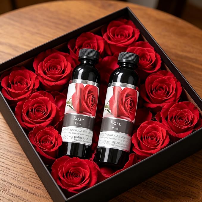 Hosley Set of 2 Rose Fragrance Warming Oils 5 Ounce. Ideal Gift for Weddings spa Reiki Meditation Bathroom Settings. P1