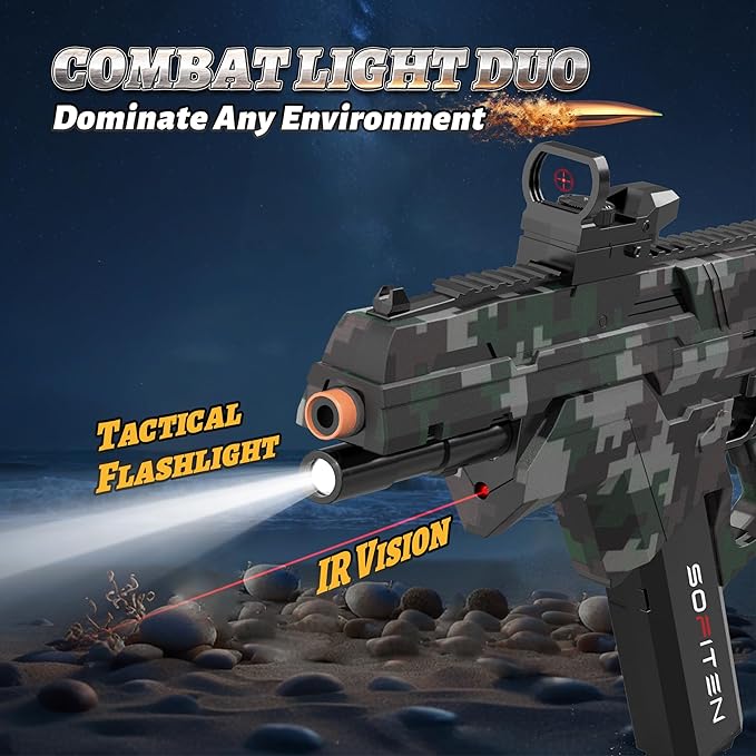 Electric Gel Ball Blaster Gun High Speed 180+FPS Automatic Blaster Gun 100+ Feets Battery Display Foldable Stock Modular Battery with 40,000 Gel Balls Outdoor Games Summer Gifts Over Age 14+