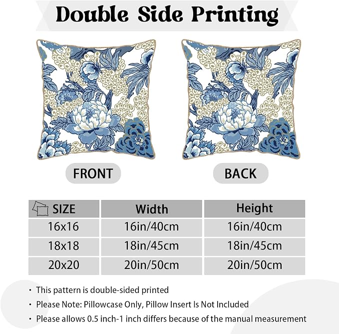 KSLIDS Vintage Floral Soft Velvet Throw Pillow Covers Set of 2 Blue Beige Floral Decorative Pillow Covers 20x20 Inch Chinoiserie Retro Pillow Case for Sofa Couch Bedroom Farmhouse Home Decor