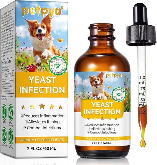 Yeast Infection Treatment for Dogs, Natural Yeast Infection Treatment Drops for Dog Itch Relief, Dog Allergy Relief, Dog Yeast Ear Infection Treatment, 2.02fl.oz