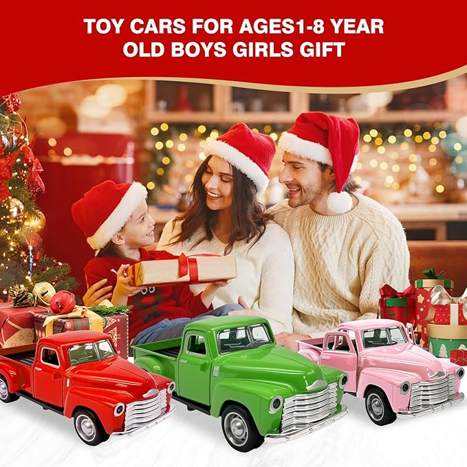 Little Green Truck Toy for Toddlers 2 3 4 5 6 7 8 Year Old Boys Girls,1:32 Alloy Toddlers Car Toy Driveable,Car Door Can Open,Toy Trucks for Kids Easter Christmas Birthday Gifts