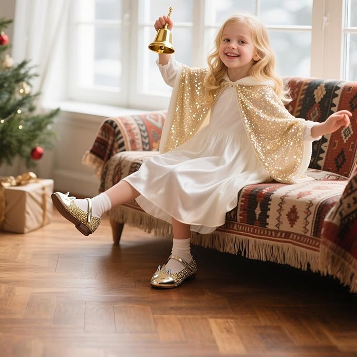 THEE BRON Mary Jane Ballet Flats - Girls' Dress Shoes with Hook & Loop Closure