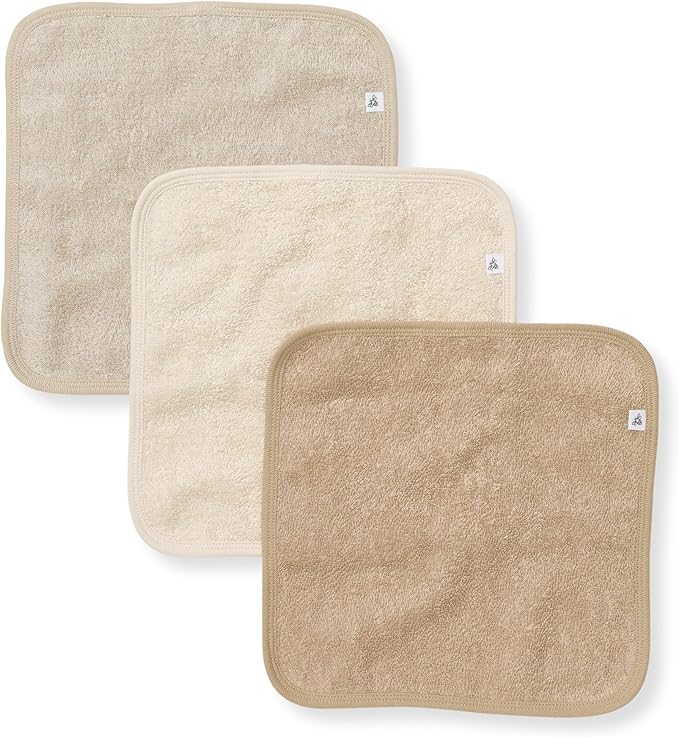 Burt's Bees Baby Washcloths for Infants, 100% Organic Cotton, Soft and Absorbent Knit Terry Face Towel, 9 x 9 in, 3-Pack
