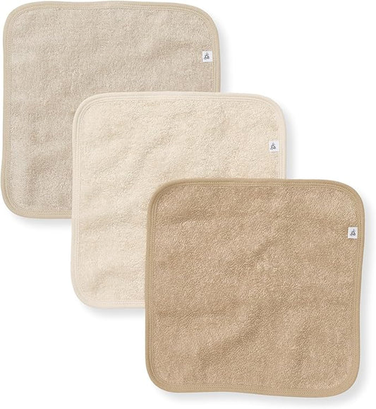Burt's Bees Baby Washcloths for Infants, 100% Organic Cotton, Soft and Absorbent Knit Terry Face Towel, 9 x 9 in, 3-Pack