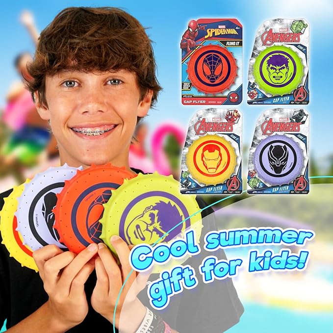 JA-RU Marvel Avengers & Spiderman Water Frisbee Soaker (1 Frisbee Assorted) Rubber Disc Water Toys for Kids & Adult. Outdoor Pool & Beach Ball Games. Cool Summer Toy. Stocking Stuffers. 6814-1