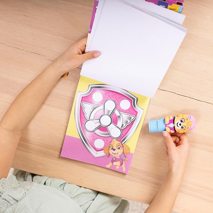 Melissa & Doug Sticker Wow!™ 24-Page Activity Pad and Sticker Stamper, 300 Stickers, Arts and Crafts Fidget Toy Collectible Character – PAW Patrol Skye - FSC Certified