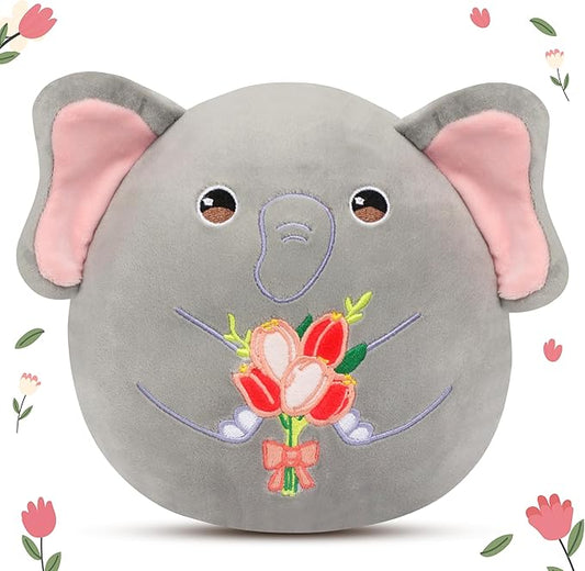 Easfan Elephant Plush Pillow Soft Grey Plush Toy Stuffed Animal Home Room Decoration Birthday Gifts for Women,Mom