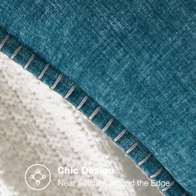CaliTime Decorative Couch Throw Pillow Covers 26 X 26 Inches Ocean Blue | Pack of 2, Cozy Chenille Cushion Cases, Cotton Thread Stitching Edges, for Sofa Bed Living Room Farmhouse