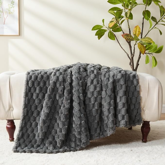 NEWCOSPLAY Fleece Clouds Cozy Queen Blanket for Couch, Grey, 90"x90" | Premium Silky Flannel Blanket, Soft Lightweight Fluffy Throw Blanket for Bed Sofa Decor, Gift for All Season Use