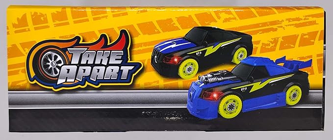 Pup Go Take Apart Toy Racing Car for Kids Age 3+ Year Old, 2 in 1 Build Your Own Car with Realistic Sounds & Lights, Construction Vehicle Toys with Electric Drill, Ideal Gitfs for Boys(4 Spare Screws)