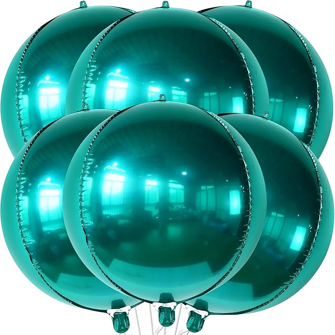 KatchOn, Metallic Emerald Green Balloons - Big 22 Inch, Pack of 6 | Dark Green Mylar Balloons, Emerald Green Foil Balloons for Emerald Green Party Decorations