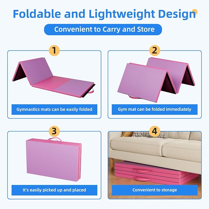 Polar Aurora 4'x10'x2 Thick Folding Gymnastics Exercise Mat Aerobics Stretching Yoga Mats
