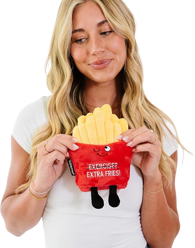 French Fry Plushie - Exercise? You Mean Extra Fries Sassy French Fry Plush, Cute & Funny Plush Toy for Gifting