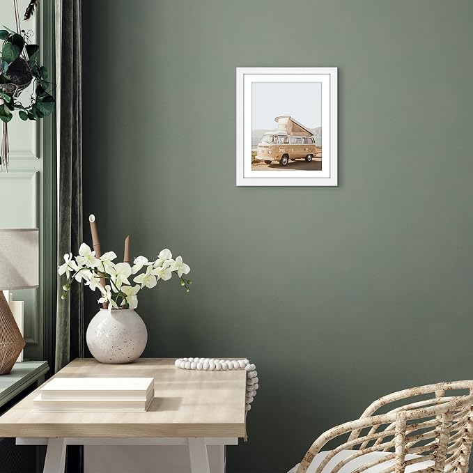 Americanflat 10x12 Picture Frame - Matted to 8x10 - Engineered Wood - White | Shatter-resistant glass, hangs vertical or horizontal, sawtooth hangers included, use with or without mat