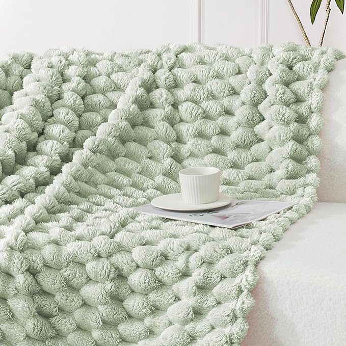 Whale Flotilla Soft Cozy 3D Fleece Throw Blanket for Couch Bed, Sage Green | Super Cozy Lightweight Plush Fluffy Throw, Luxury Decorative All‑Season Couch Cover Blanket for Sofa & Office Chair, 50"x60"