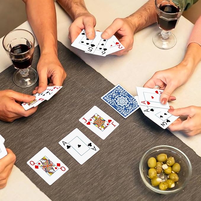Plastic Playing Cards Waterproof Cards Poker Card 2 Pack Playing Card Large Print for Adults Seniors, Deck of Card Set Poker Cards for Beach Trip Pool Party Games (Blue & Red)