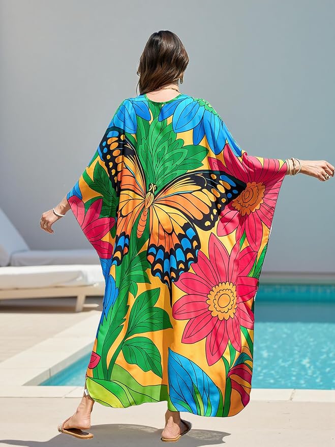 Mumu Dresses for Women Plus Size, Bohemian Kaftan Beach Cover Up Long Maxi Nightgown Soft Loungewear