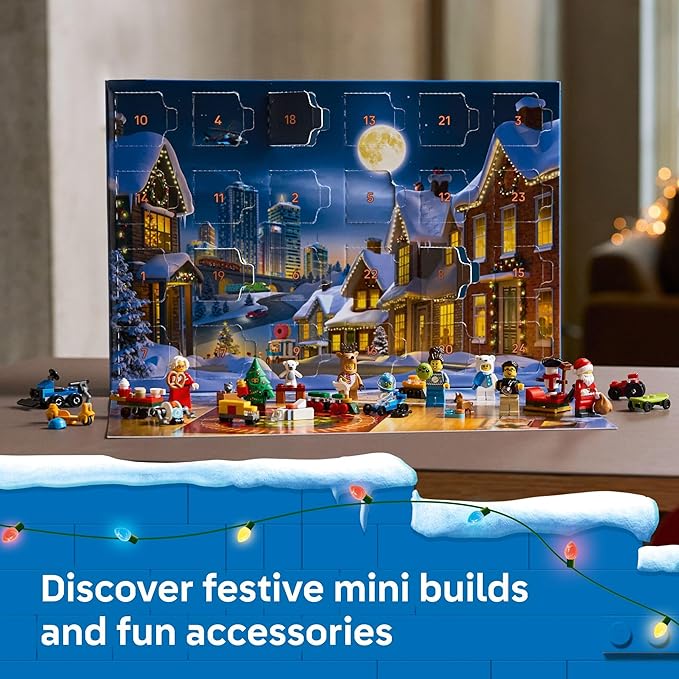 LEGO City Advent Calendar 2025 Kids Toy - Holiday Countdown Playset W/Santa & Mrs. Claus Minifigures for Boys & Girls, Ages 5+ - 24 Buildable Surprises - Gift Idea for Christmas - 60475