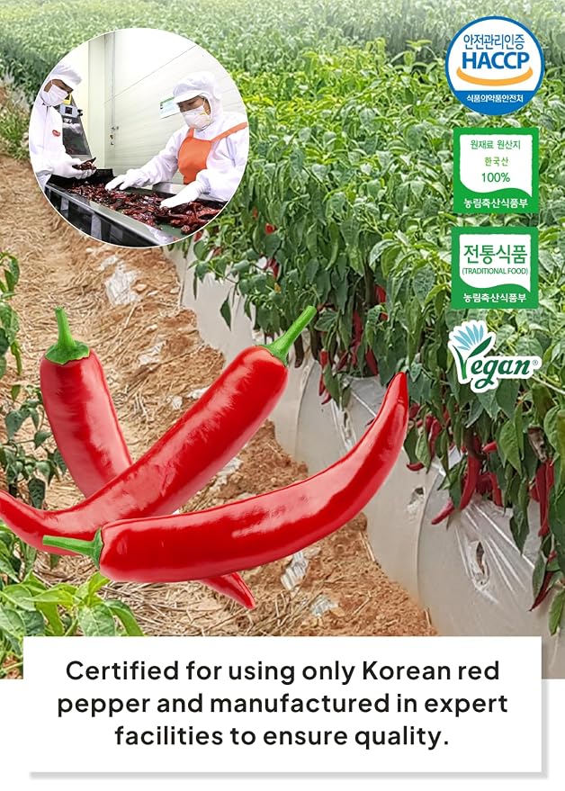 Korean Food Korean Red Chili Powder Bundle, Fine & Coarse, Vegan, 2 x 100g